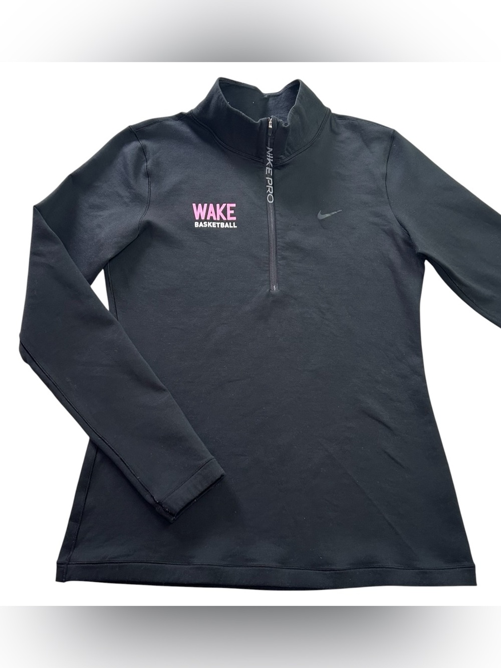 Nike Wake Forest Basketball TEAM ISSUED Women’s Pink Ribbon 1/4 Zip Jacket sz L